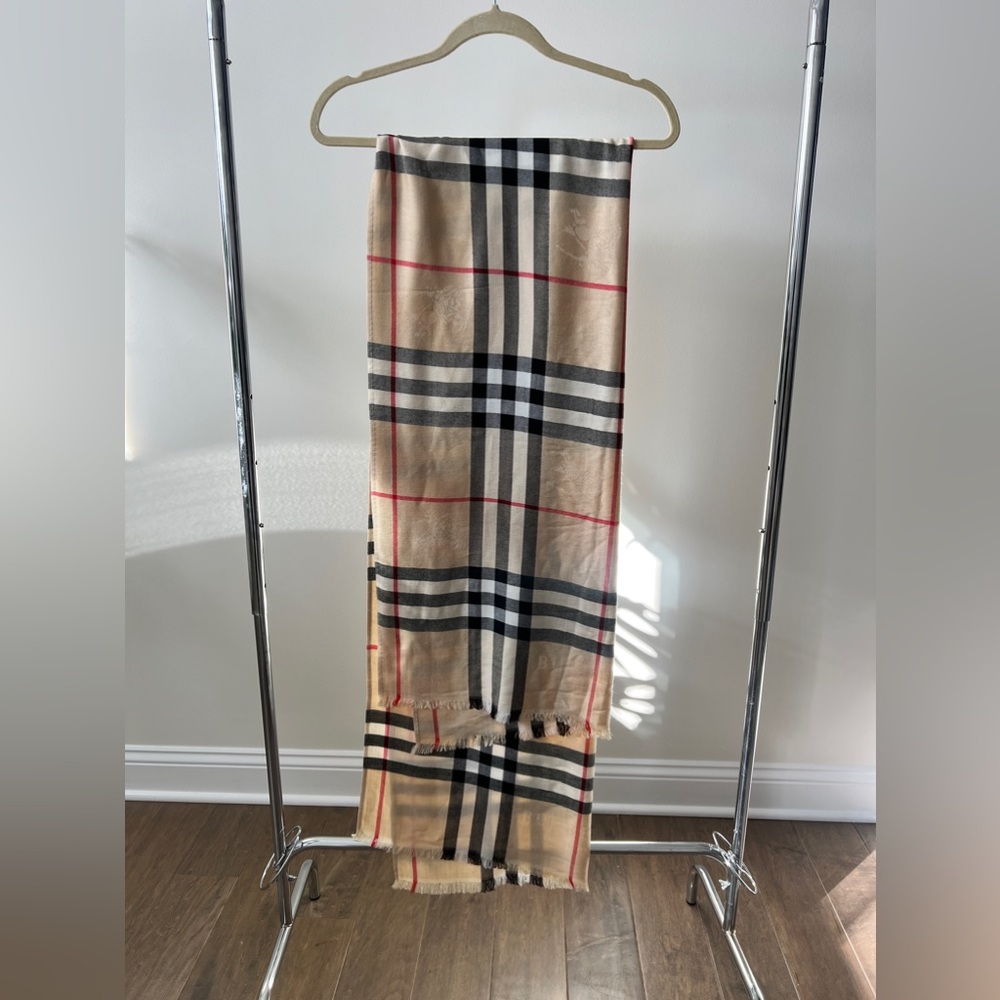 Burberry London Plaid Scarf 100% Cashmere